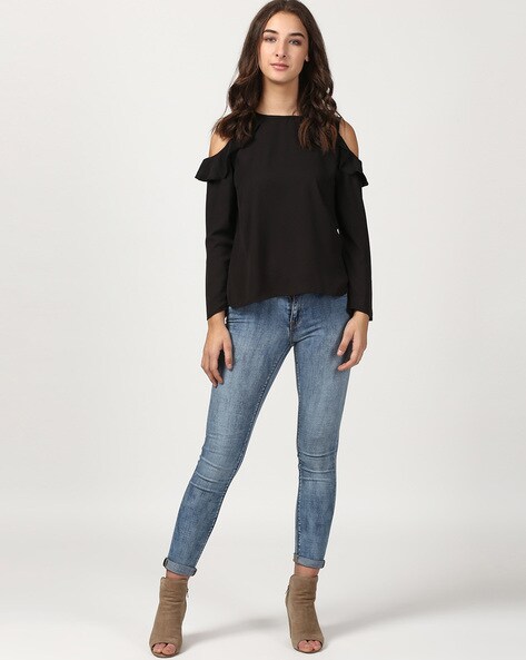 My Favorite Cold Shoulder Top Black by Heart & Hips l Shopaa – ShopAA