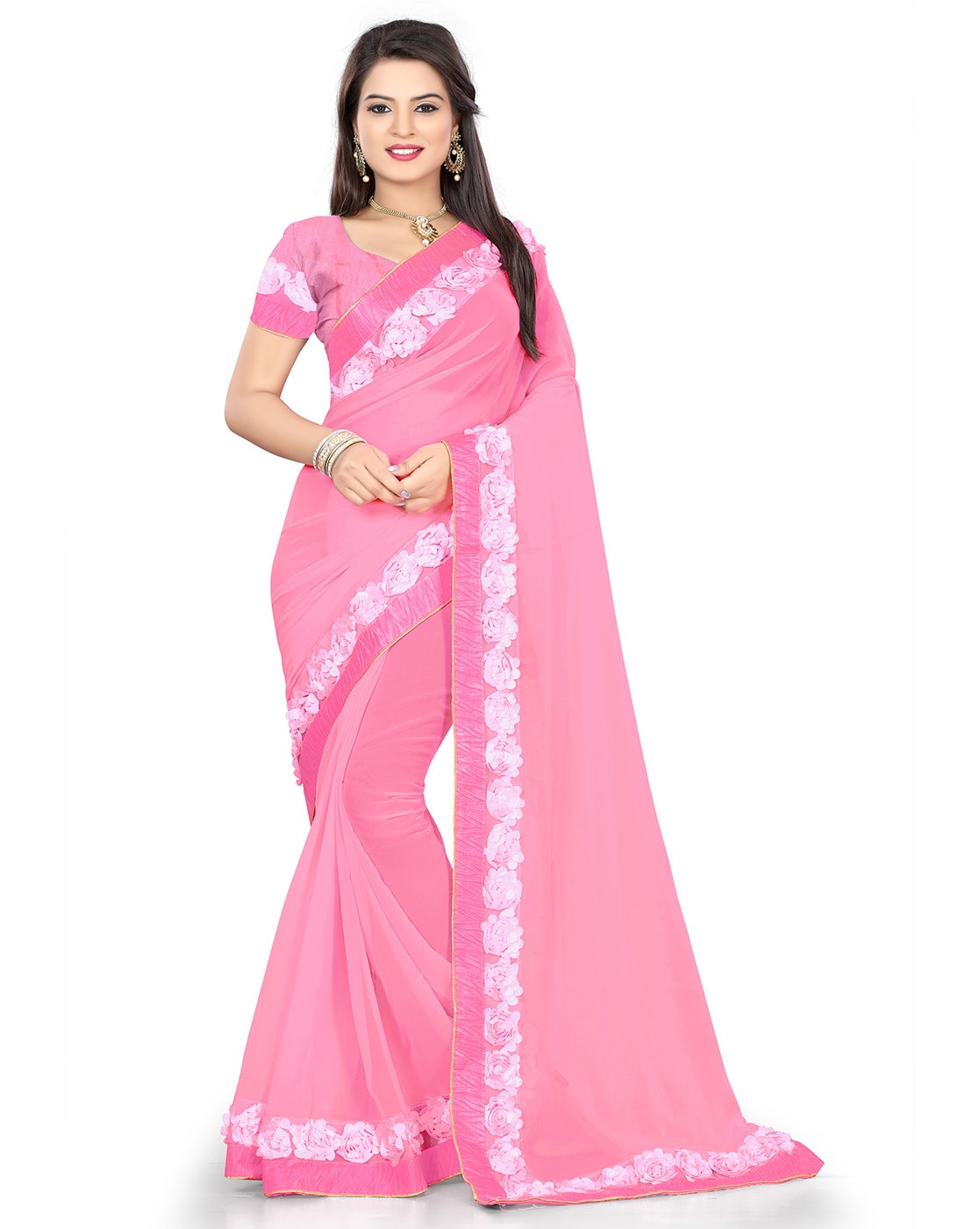 Buy Pink Sarees for Women by SERONA FABRICS Online | Ajio.com