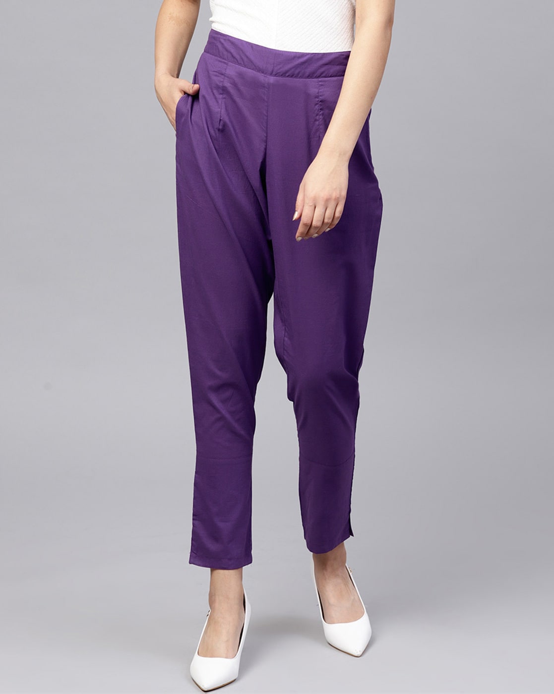 Women Lavender Rib ACTIVE Crop Top With Bootleg Pants