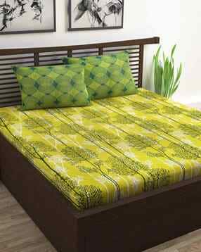 120 TC Swiss Umbrella Double Size Bedsheet with 2 Pillow Covers-image-44