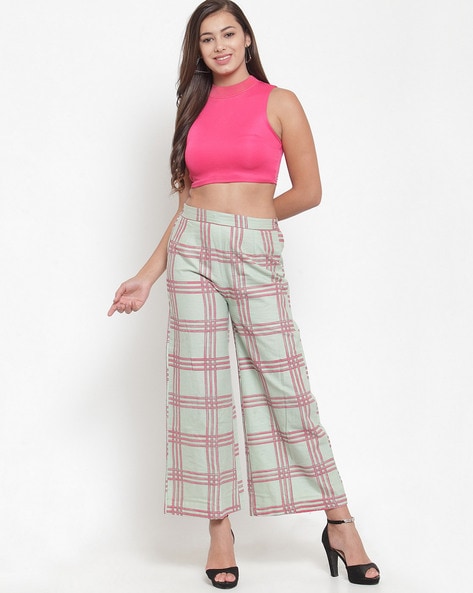 FABNEST Western Bottoms  Buy Fabnest Women Handloom Cotton Red Check  Palazzo Pant Online  Nykaa Fashion