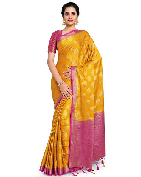 Exclusive Pure Mysore Crepe Silk Saree With Mango Contrast Border Kaddi  Pallu - Bhavani Collection