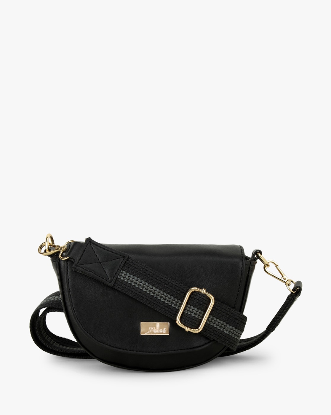 Synthetic leather Women Yelloe Black sling bag with Gold Chain Strap  VK1S752j