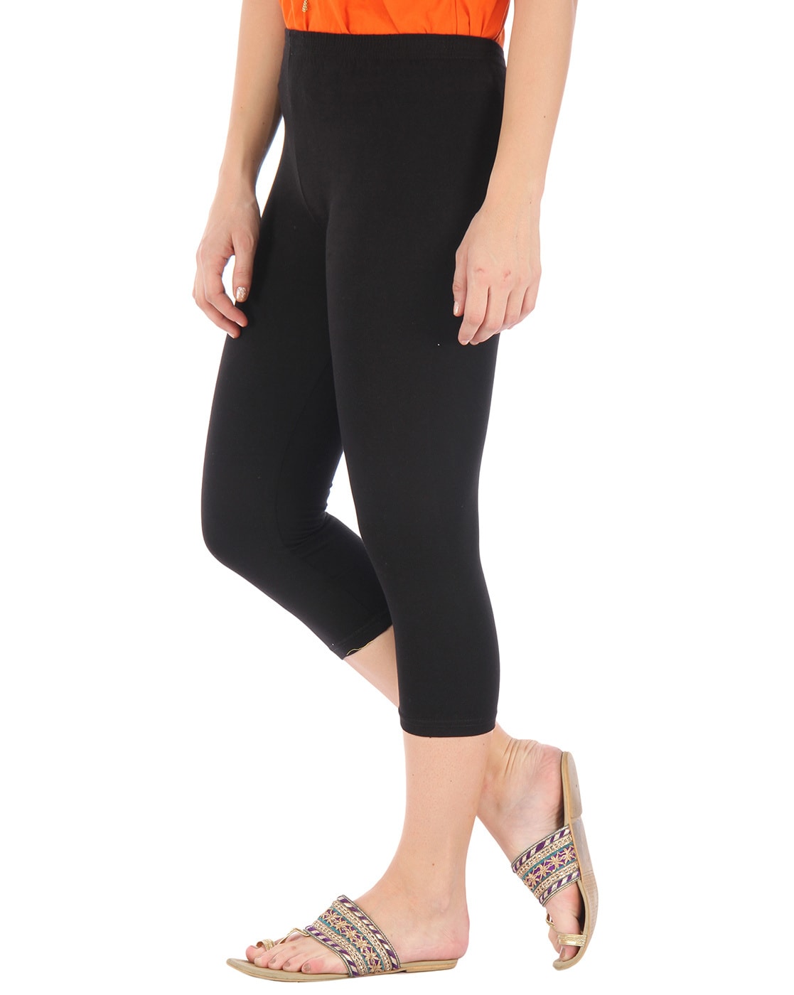 Yummie Women's Talia Capri Cotton Stretch Shaping Legging, Black, 31 :  : Fashion