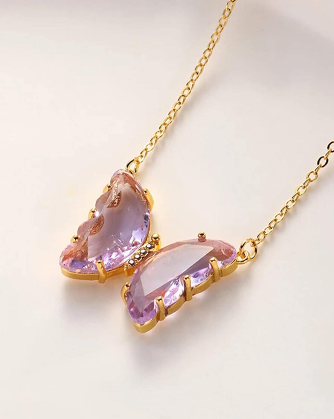 Lovely colors Crystal Butterfly Pendant Necklace for Women and Girls