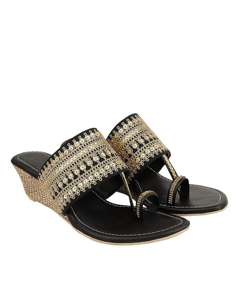 Do Bhai Embellished Toe-Ring Wedges