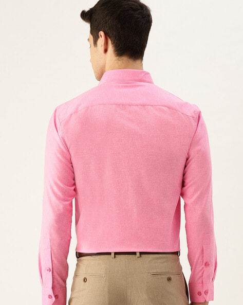 Sojanya (Since 1958), Men's Cotton Dark Pink Formal Shirt