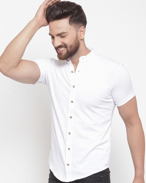 white short collar shirt