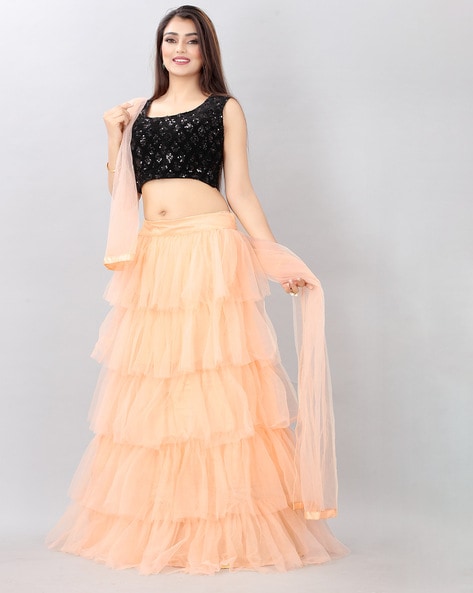 Ruffled Lehenga With Halter Choli - Etsy Israel