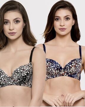Buy IVY DREAM BLUE & FLORAL PRINT CONTOUR BANDLESS BRA for Women Online in  India