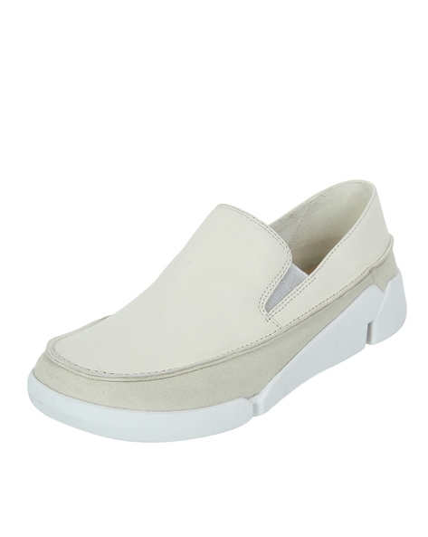 Clarks sales white loafers