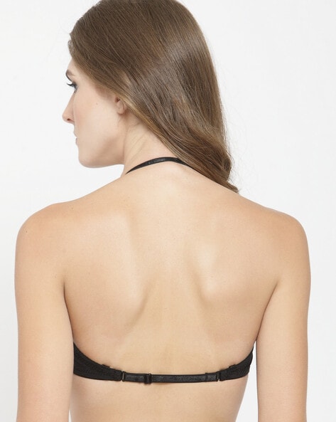Buy PrettyCat Black Solid Polyester Blend Push-Up Bra For Women