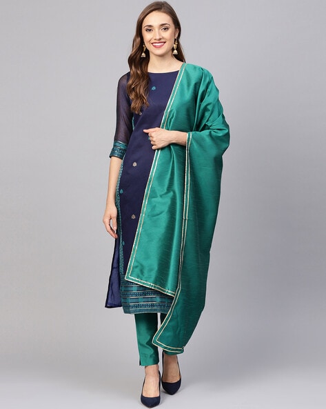 Indian Pakistani Georgette New Kurti Suit Kurta Pant Dupatta