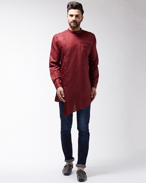 Sojanya Asymmetric Kurta with Welt Pocket