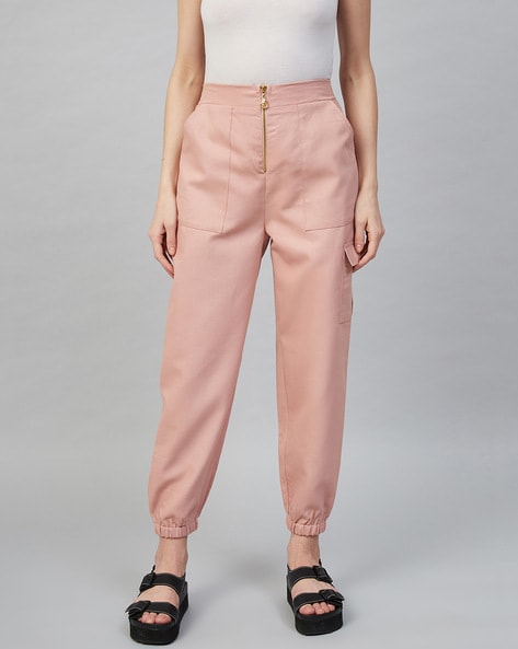 Linen Elasticated Straight Fit Pants  Dusty Pink