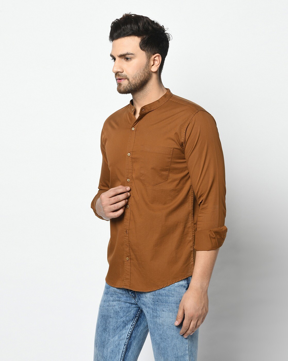 Buy Brown Denim Cargo Shirt S534292 – House of Stori