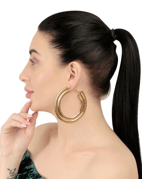 Buy Traditional Gold Design Swan Ring Type Big Size Hoop Earrings for Women