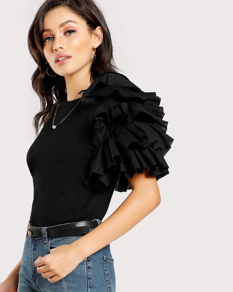 Slim Fit Top with Ruffles