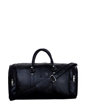 Mens black leather store travel bag