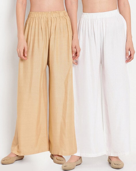 Pack of 2 Palazzos with Elasticated Waist Price in India