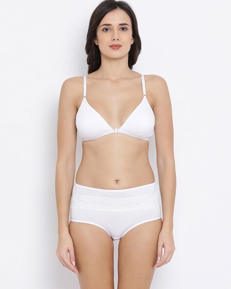 Buy online White Cotton Blend Bras And Panty Set from lingerie for