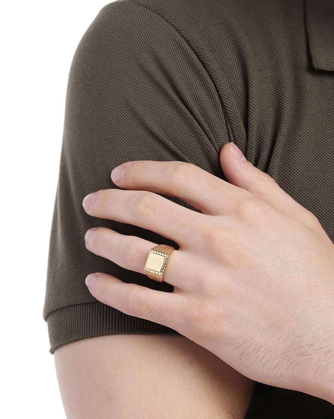 Carved Lion Gold Finger Ring For Men-smartinvestplan.com