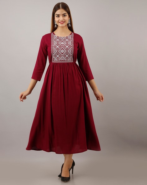 Buy Maroon Dresses Gowns for Women by WOMEN TOUCH Online Ajio