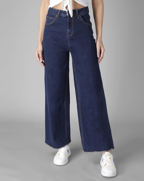 Buy Two Pocket Dark Blue Flared Jeans For Women Online
