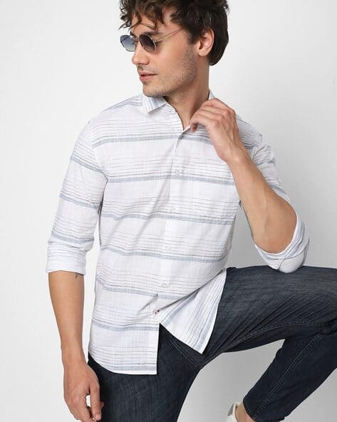 Striped Shirt with Patch Pocket