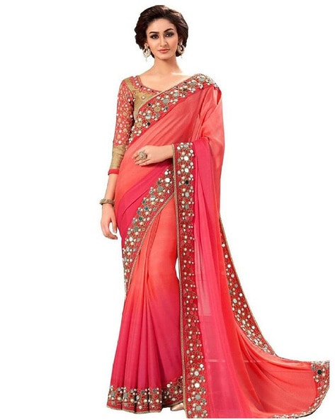 Buy Storebrite Women Red Floral Print Jacquard Bollywood Saree Online at  Best Prices in India - JioMart.