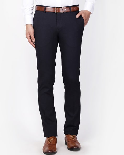 Buy BLACKBERRYS Natural Checks Polyester Viscose Slim Fit Mens Trousers |  Shoppers Stop