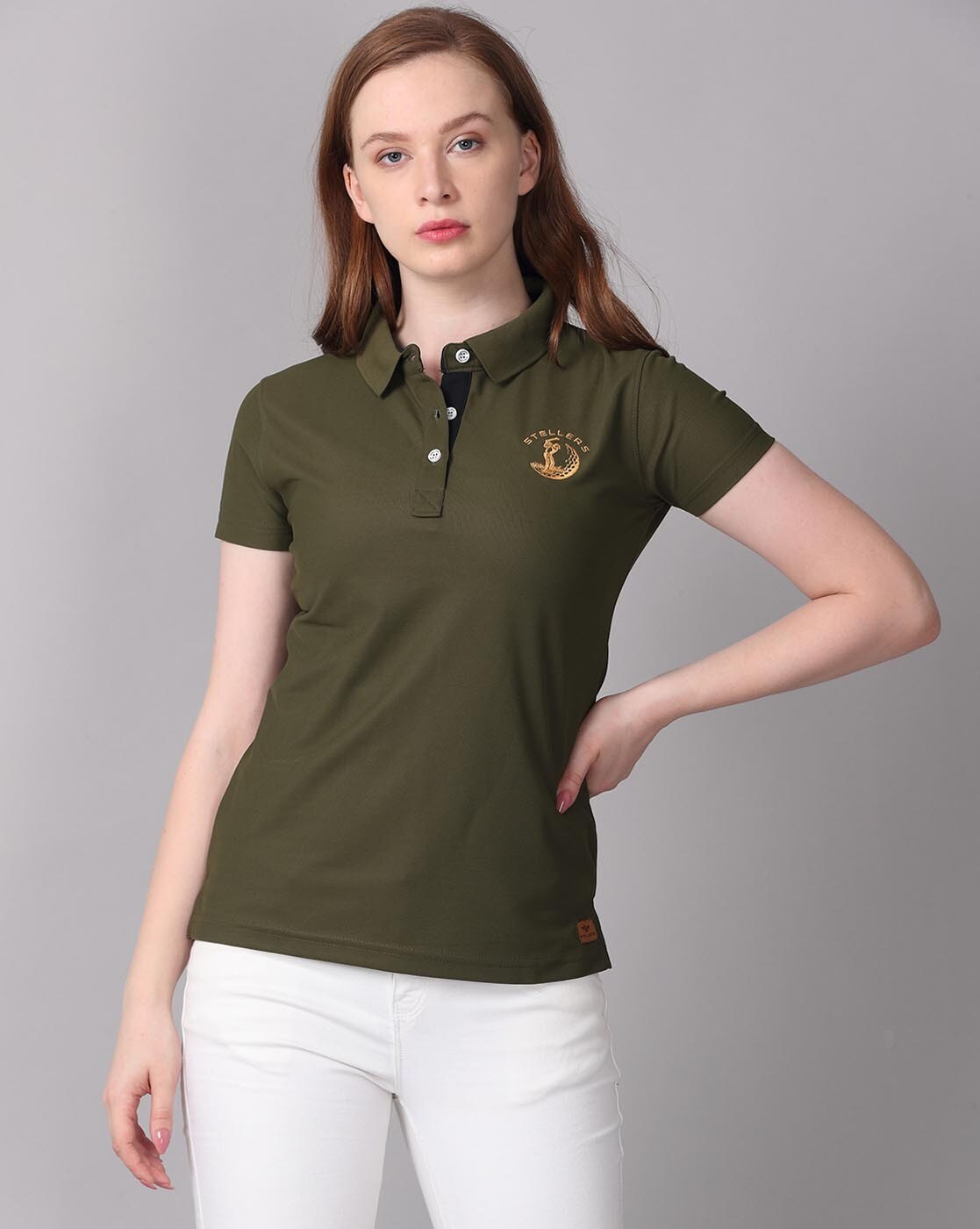 Olive green clearance polo shirt womens