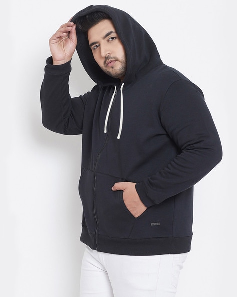 men's sweatshirt with hood and zipper jacket zip cotton plus size