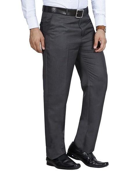 Formal Trouser Explore Men Dark Grey Cotton Formal Trouser on Clithscom