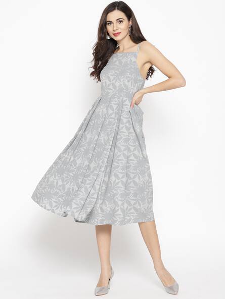 sachin and babi light blue dress Halterneck Strappy Detail Pleated Mini Dress In Grey Acid Wash | EGO AU main image 0