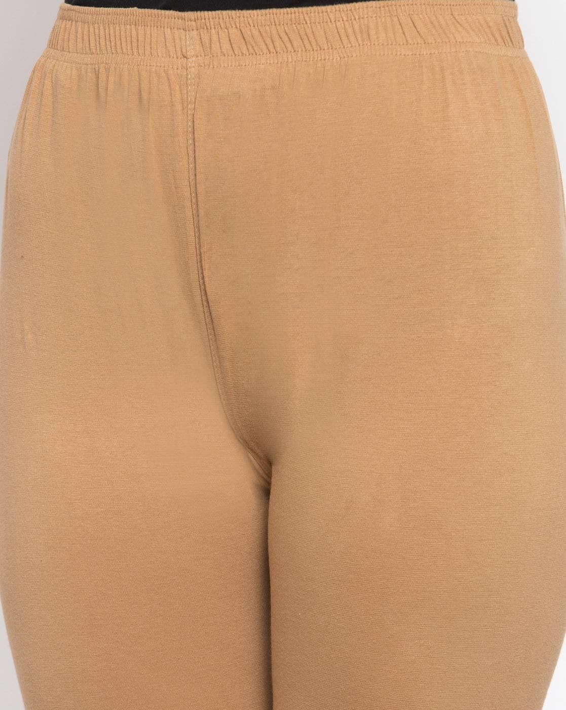 Frenchtrendz | Buy Frenchtrendz Cotton Modal Spandex Dark Beige Solid  Jegging Online