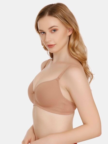 Buy Zivame Beautiful Basics Double Layered Non Wired 3/4th Coverage T-Shirt  Bra (Blue, 32B) at