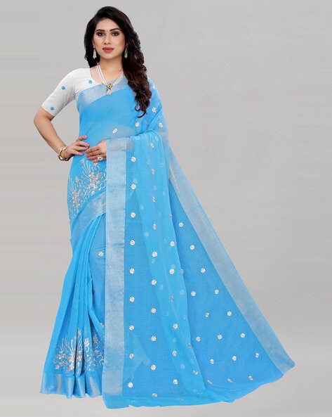 Buy Digital Printed Crepe Silk Blue Saree (NWSA-6067) Online