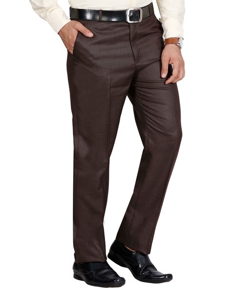 Buy HAULCHIC Men Brown Solid Synthetic Single Formal Trousers Online at  Best Prices in India - JioMart.