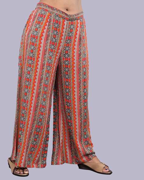Mustard Womens Solid Red Coloured StraightFit Palazzo Pant