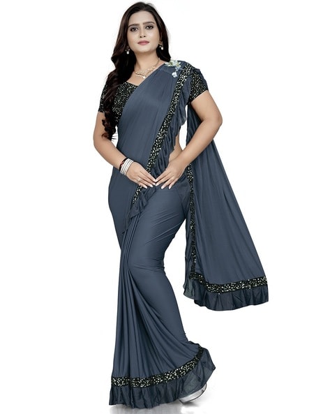 Woven Modal Cotton Saree in Grey : SBHA1601