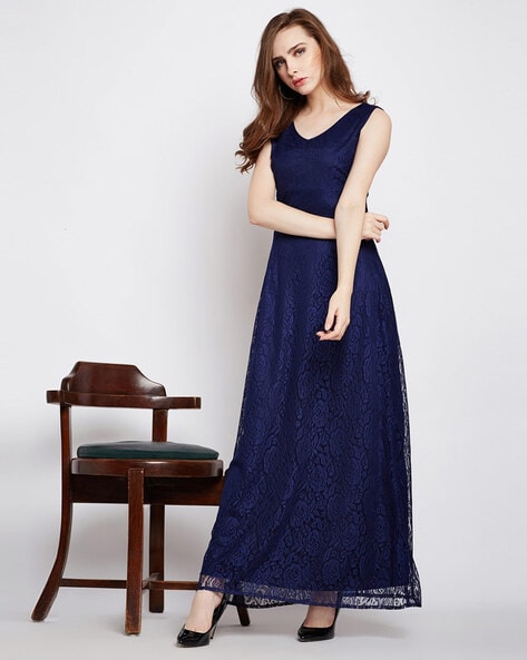 Simple Halter Neck Navy Blue Long Prom Dresses, Navy Blue Formal Eveni –  Eip Collection