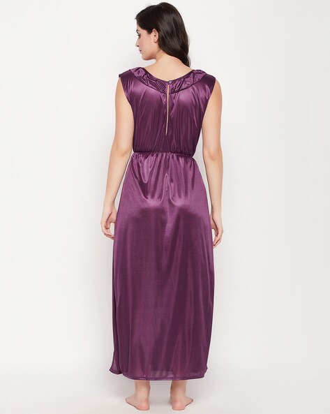 Buy 7 Pcs Nightwear Set in Purple- Satin Online India, Best Prices