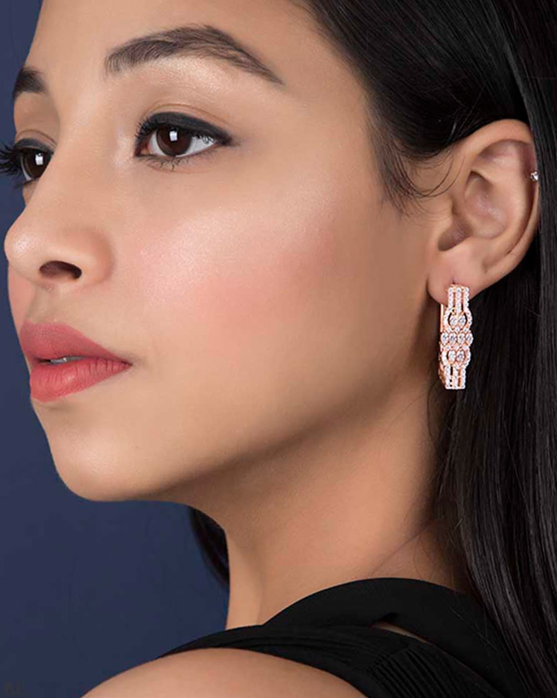 Buy Ayesha Trendy Rose GoldToned Butterfly Studded Metallic Twisted OpenHoop  Earrings Online at Best Prices in India  JioMart