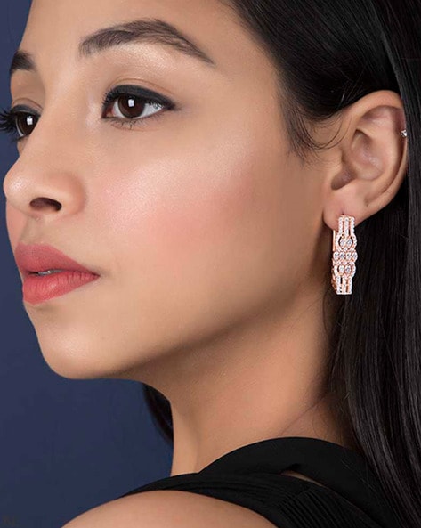 ASOS DESIGN 14k gold plated hoop earrings with rectangle hinge design | ASOS