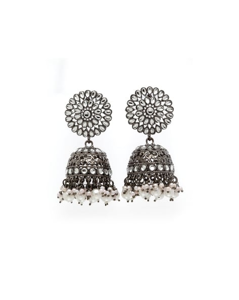 White on sale metal jhumkas