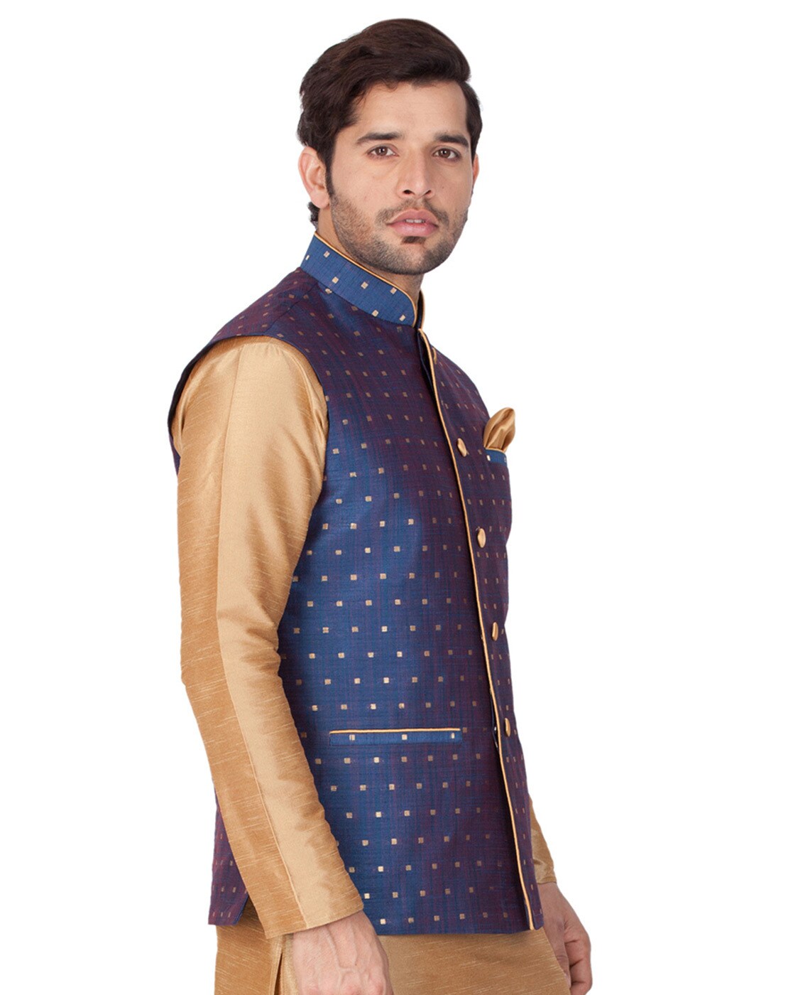 Buy Navy Blue Gray Men Nehru Jacket Wool for Best Price, Reviews, Free  Shipping