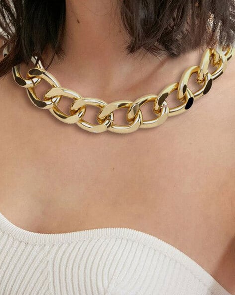Chunky Chain Necklace Gold Plated Necklace | Swara Jewelry