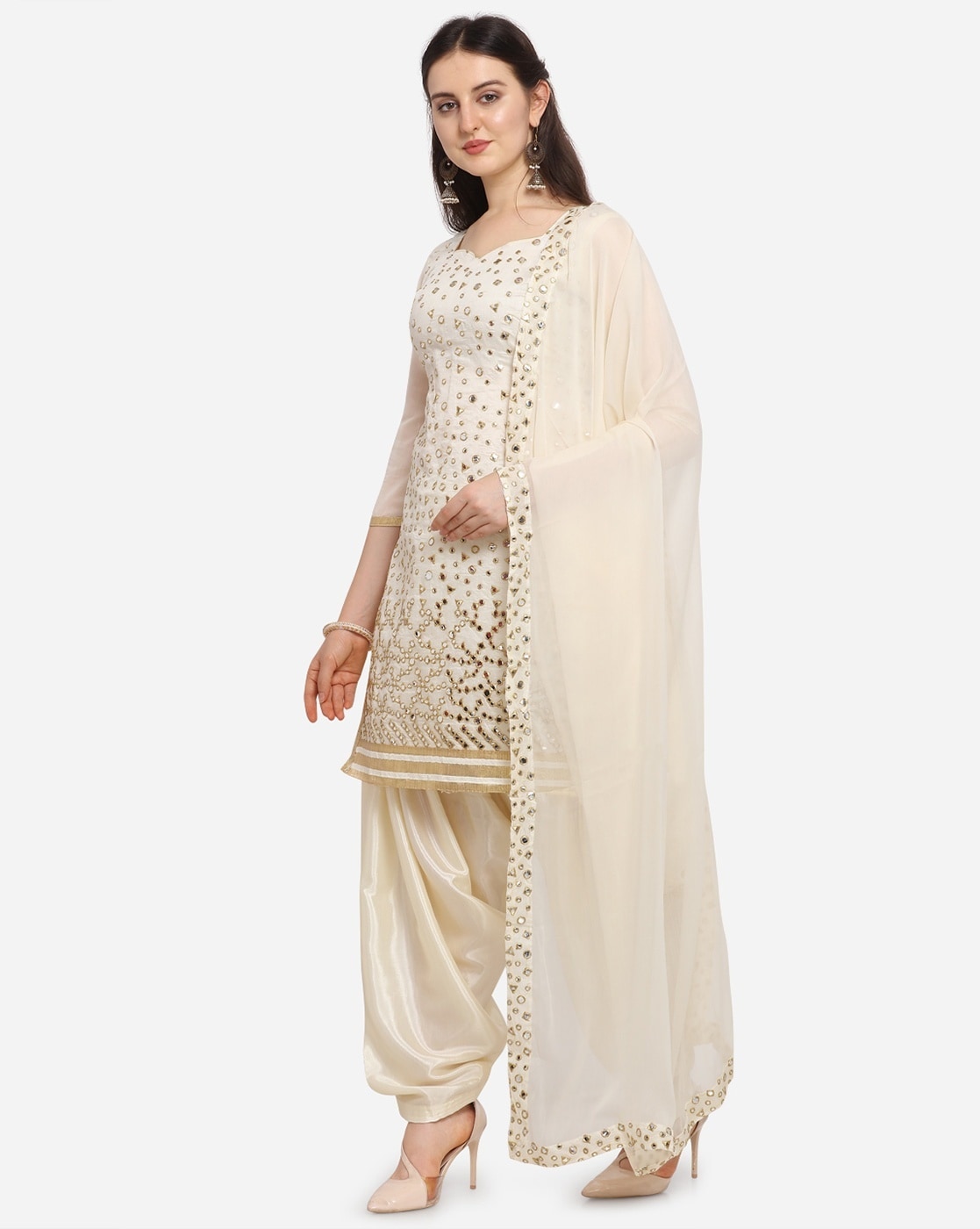 Buy Fab Window Womens Chanderi Fabric Dress Material (Salwar Suit) white.  Online at Best Prices in India - JioMart.