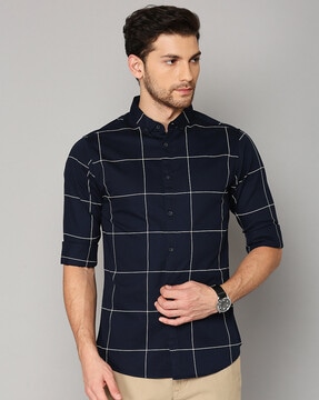 Black Pant With Check Shirt Combination
